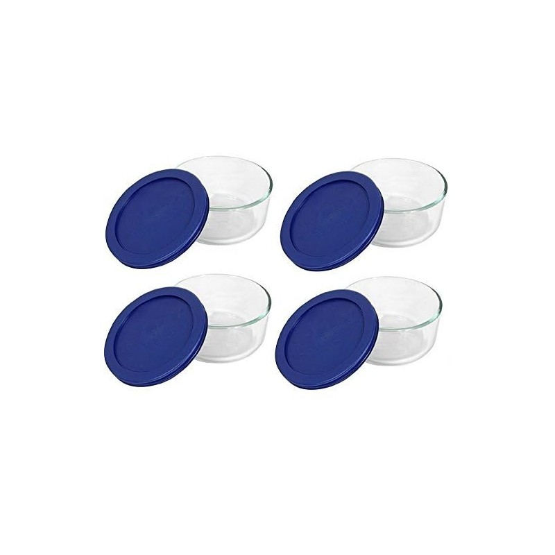 Pyrex (4 7200 2-Cup Glass Bowls and (4) 7200-PC Dark