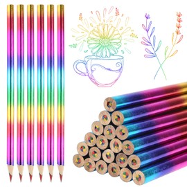 AILUYA Pack of 24 Rainbow Pencils, 4 in 1 Rainbow Pencils Children, Wooden Rainbow Pencils, Colouring Pencils Children for Art Drawing Sketching Colouring Children's Birthday Party Favours