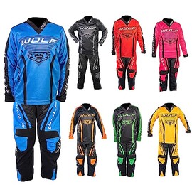 Wulfsport Linear Cub Race Pants (Orange 22) + Linear Race Shirts (Orange 3-4 Years) Motorcycle Children Motocross Suit 2023 Version