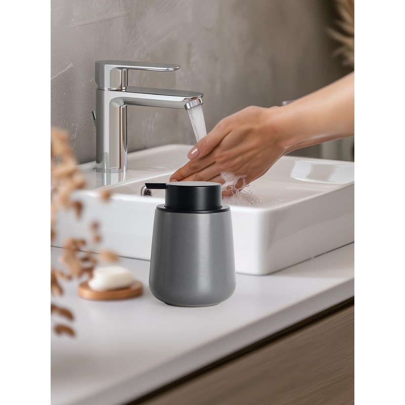 Bosilunlife Ceramic Soap Dispenser for Kitchen & Bathroom, 11 oz