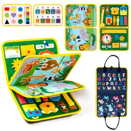 SmileBank Busy Board Toddlers Montessori Toys for 3 4 Year Old Gifts for 3+ Boys Girls Baby Preschool Learning Activities Sensory Toys for Toddlers Car Airplane Travel Essentials for Baby