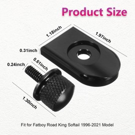 Motorcycle Seat Bolt Tab Screw Mount Knob Cover, Motorcycle Cushion Bolt Mount Kit, Aluminum Lug Nuts Thread Kit Compatible for Fatboy Road King Softail 1996-2021 (Black)