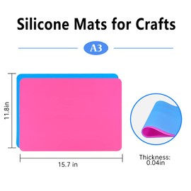 Silicone Mat, IKOCO 15.7"x 11.8" Silicone Craft Mat for Playdough A3 Large Nonstick Resin Molds Sheets for Epoxy Resin Jewelry Casting