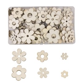 FRUHLING Pack of 100 Wooden Flower Discs Wooden Discs Natural Wood Discs for Crafts Confetti Table Decoration Ornaments for DIY Crafts Scrapbooking Christmas Tree Pendant