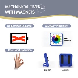 Visual Timer 7.5 inch; 60 Minute 1 Hour Countdown Timer for Kids Classroom Teaching Tool Home Office Meeting, Mechanical Countdown Clock for Exam Time Management Magnetic, Navy Blue with Colorful Disc