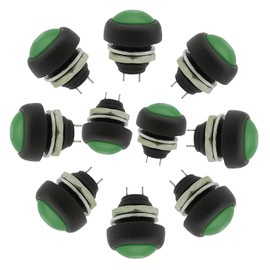 10 x Push Button Round Button 12 mm DIY Pressure Switch AC 1.5 A/230 V 12 V Non-Momentary Button Green