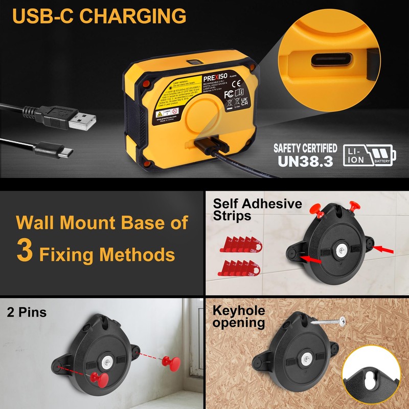 PREXISO 3-in-1 Multi Surface Laser Level with Digital Angle Gauge