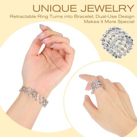 VALICLUD 1 x Retractable Ring Bracelet, Women's Jewellery, Telescopic Rings, Metal Bracelet for Women, Stainless Steel Jewellery, Bridal Bracelet, Telescopic Ring Bracelet, Copper, Double Purpose,