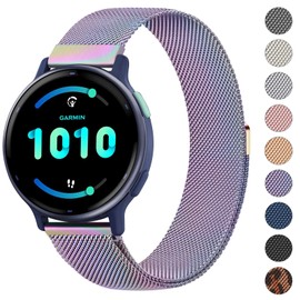 Metal Strap Compatible with Garmin Vivoactive 5 Strap/Garmin Vivoactive 3 Strap,20mm Adjustable Stainless Steel Metal Strap for Garmin Vivoactive 5/Vivomove 3/Forerunner 245/645 Music (Multi-Color)