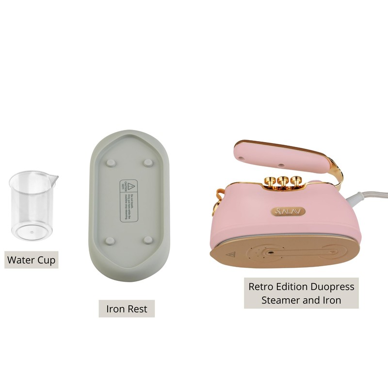 SALAV® Retro Handheld Garment Steamer + Iron, Ceramic Steam Plate,