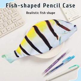 ZEPIQOR 1 x Fish Shaped Pencil Case Novelty Fish Pencil Case Fish Purse Funny Pencil Case with Padded Thick Foam Lining for School Classroom