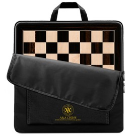 A&A 17.25" Professional Wooden Chess Board with Storage Bag/African Palisander & Maple Inlaid / 1.75" Squares w/o Notation
