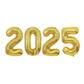 16 Inch 2025 Number Foil Balloons for New Years Eve Party Supplies Festival Party Anniversary Party Graduation Decorations Home Office Décor- Gold