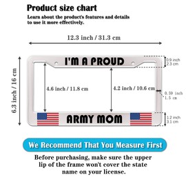 License Plate Frame Holder Black and White License Plate Frames I’m a Proud Army Mom Universal Aluminum Car Accessory 2 Pack with Screw Covers Set