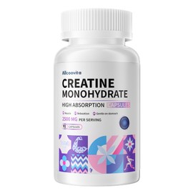 Allcoovita Creatine Monohydrate Capsules -3 Creatine Capsules per Serving, 2500mg, Gluten Free, 90 Capsules