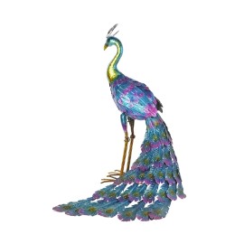 Alpine Corporation 28" Tall Outdoor Metallic Peacock Standing Yard Statue Dec...