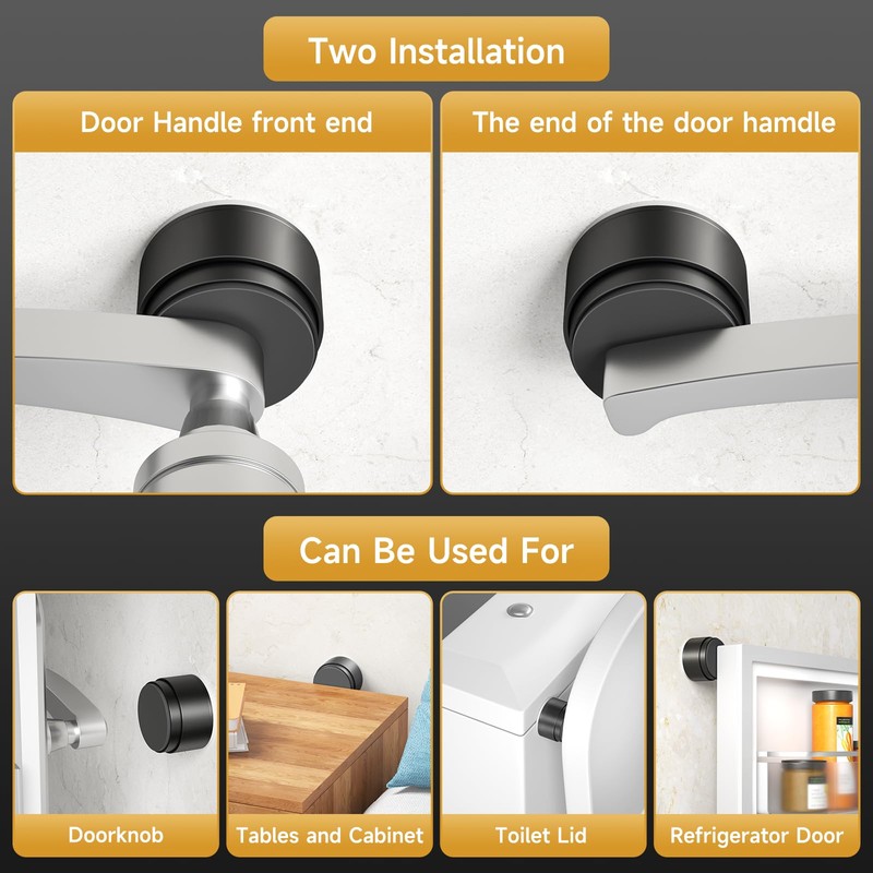 2PCS Door Stoppers for Wall Protector with Adhesive, Aluminum Door