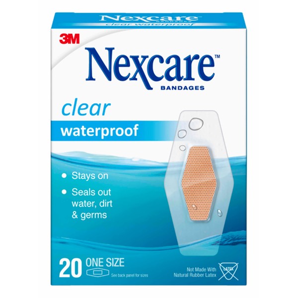 Nexcare Waterproof Clear Bandages, Germproof, 20 Count Packages (Pack of 4)