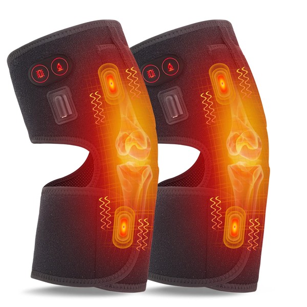 Knee Heating Pad for Pain Relief Men Women,Heated Pad Vibration Massager Foot for Muscles Pain Relief,Rechargeable Infrared Knee Heating Wrap for Knee Injury,Cramps Arthritis Recovery