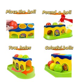 Pound A Ball Toys Included 3 Colorful Balls & 1 Hammer,Interactive Learning Activity with Towing Holes,Toddlers Toys for 12-36 Months Kids,Early Learning Educational Gift