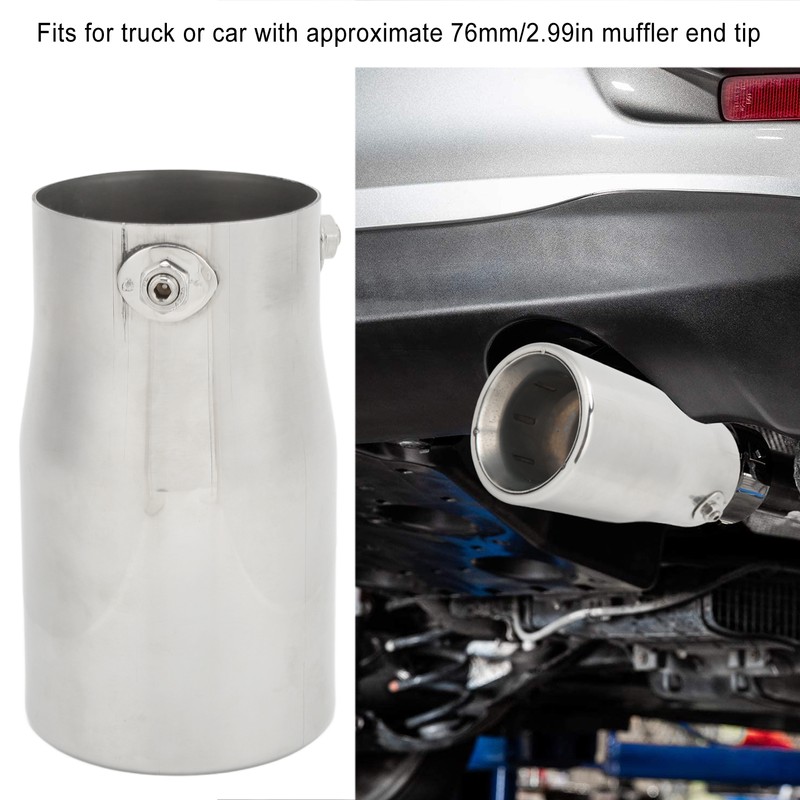 Exhaust Muffler 76mm/2.99in Mirror Polishing Stainless Steel Rear Muffler Exhaust