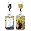 Black Cat Yellow Flower ID Badge Holder with Clip Badge