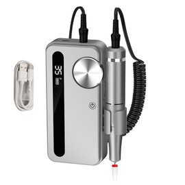 2 In 1 Electric Nail Grinder Portable Rechargeable Professional Wireless Electronic Nail File Efile Grey