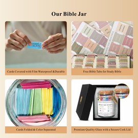 Yongvin Inspirational Bible Verse Jar with Bonus Bible Index Tabs, Read Me When Bible Verses for Spiritual Encouragement, Hopeful, Perfect Christian & Love Gift for Women and Men