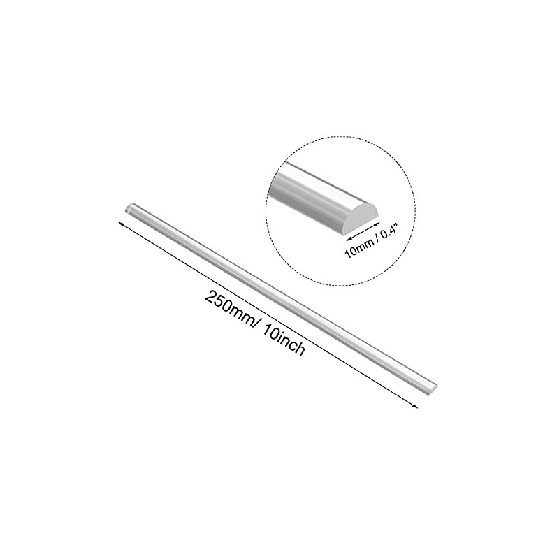 sourcing map Semicircle Shape Solid Acrylic Rod PMMA Extruded Rod