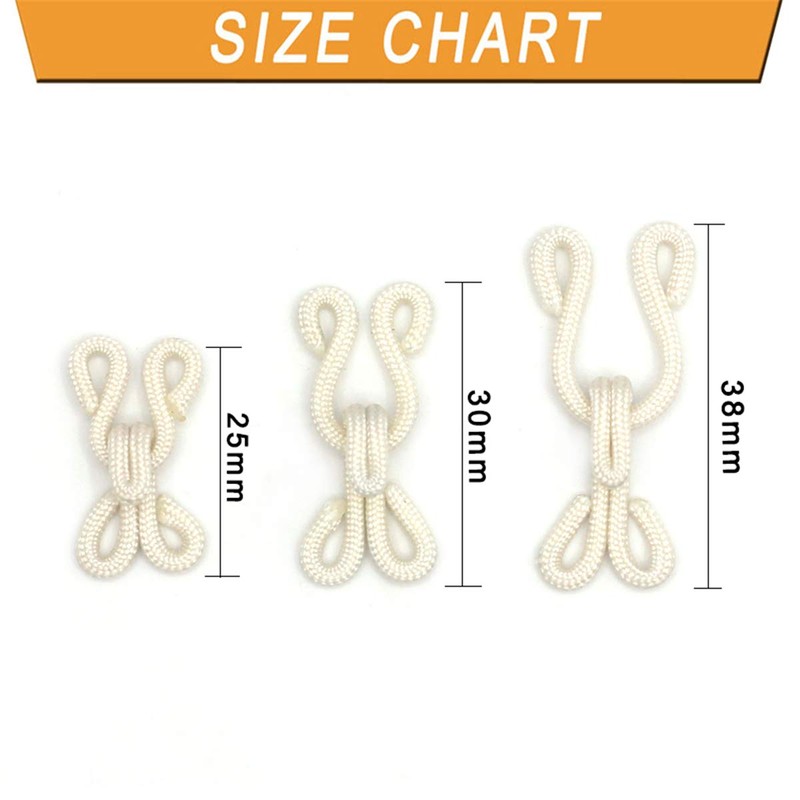10 Sets White Covered Hook and Eye Fastenings Sewing Closure
