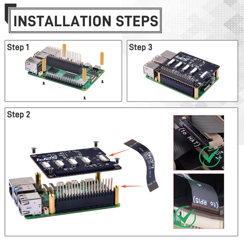 GeeekPi Quad FPC PCIe HAT for Raspberry Pi 5, B14
