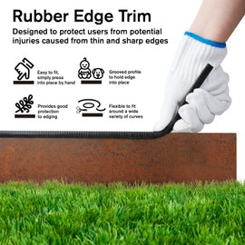 Worth Garden 6-Pack Cor-Ten Steel Landscape Edging with Black Protection Strips - Rust Patina Finish 40" L x 5.5" H (20Ft Total) - Hammer-in 14-Gauge Metal Corten Lawn Yard Edging Border w/ 7 Clips