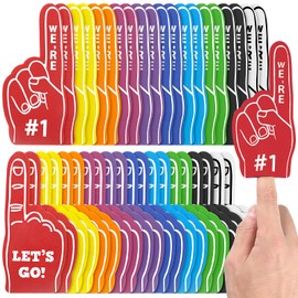 100 Pieces Sport Party Favors Sports Fan Foam Finger Mini Foam Finger #1 Basketball Baseball Football Soccer Team Cheerleader Gifts for Sporting Events Birthday Party Supplies
