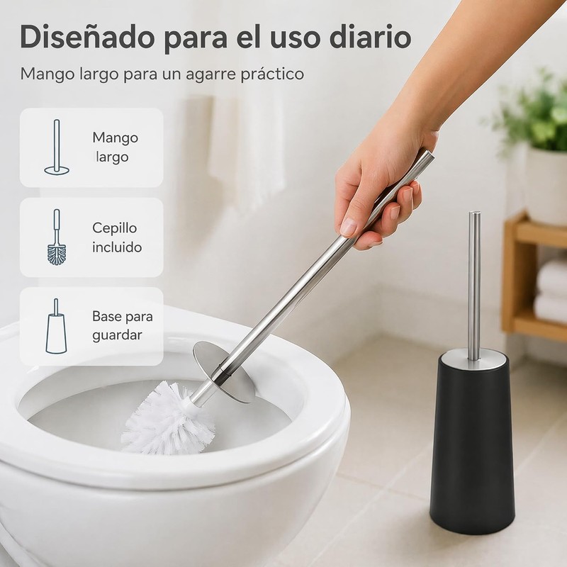 Juego de 2 Escobillas de Inodoro con Soporte y Mango