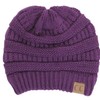 H-6020a-40 Gorro acanalado sólido - morado, talla única