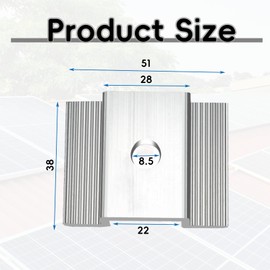 fallingstar 50 Pcs Solar Panel Mid Clamps 1.06 Inch Aluminum Alloy Solar Mid Clamp for Mounting Brackets, Solar Panel Clamps Bulk for Tin/Flat/Sheet Roof, Silver