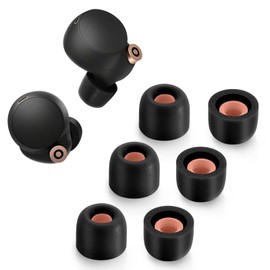 Memory Foam Tips for Sony WF-1000XM4 / WF-1000XM3, Anti-Slip Replacement Ear Tips for Sony True Wireless Earphones，Fit in The Charging Case, Perfect Noise Cancellation, 3 Pairs (Small, Black)