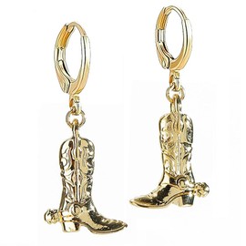 MOEPAPA Gold Cowgirl Boot Hat Earrings Dallas Cowgboy Dangle Drop Western Style Silver Earrings for women