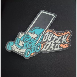 *NEW* Dutch Bros Sticker Dutch Dad Lawn Mower Flames