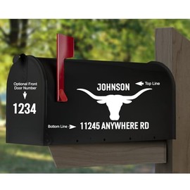 Mailbox Numbers Street Address Decal - Western - Longhorn - Custom