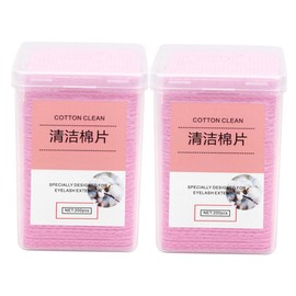 WOONEKY 400Pcs Eyelash Extension Wipes for Glue Residue Removal Cleaning Tool for Professional DIY Use Convenient Non Woven Pads Pink for Travel