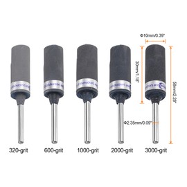 sourcing map 10pcs Abrasive Sandpaper Rolls Kit 320-3000 Grit 2.35mm Shank Sanding Drums Sleeves Cylinder Grinding Head for Woodworking Glass Metal Polishing