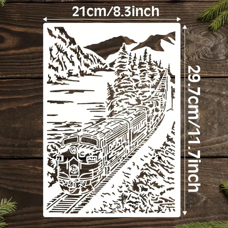 Travel Scenery Train Wall Stencils Template Reusable Spray PaintStencils for