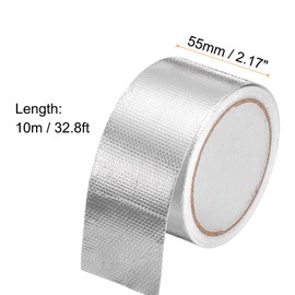 sourcing map 2pcs Heat Shield Tape 2.17" x 32.8 Ft Waterproof Sunscreen Sound Insulation High-Temperature Resistance Silver Aluminum Tape Thickness for Automotive Repairs