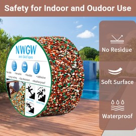NWGW Heavy Duty Anti Slip Tape 2" x15FT - Red Grit Rubber Grip Tape for Stairs, Showers, Pool & Bathroom Safety Waterproof Non-Slip Traction Strips Indoor/Outdoor Use