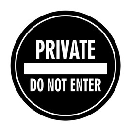 Signos ByLITA Circle Private Do Not Enter - Letrero (negro) - Grande