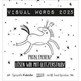 Visual Words Black 2025: Aufstellbarer Typo-Art Postkartenkalender. Jeden Monat ein neuer Spruch. Hochwertiger Tischkalender. Mit 12 Postkarten.