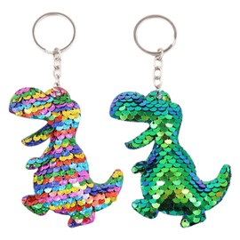 2 Pieces of Sequined Dinosaur Keychains, Creative Keychains, Bag Pendants, Children's Sequined Keychains, Cute Keychains