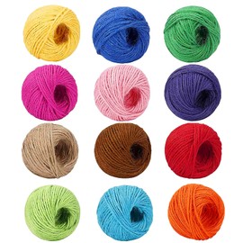 Pack of 12 Natural String, Colourful Jute Fibre Cord, Natural Jute Rope Cord Set, Craft Cord, Used for Hanging Photos, Gifts, DIY Craft Decorations (12 Colours)