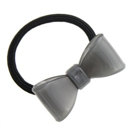 VINGTAINE H-561-GY Simple Color Ribbon Hair Rubber Acrylic Hair Accessory Gray